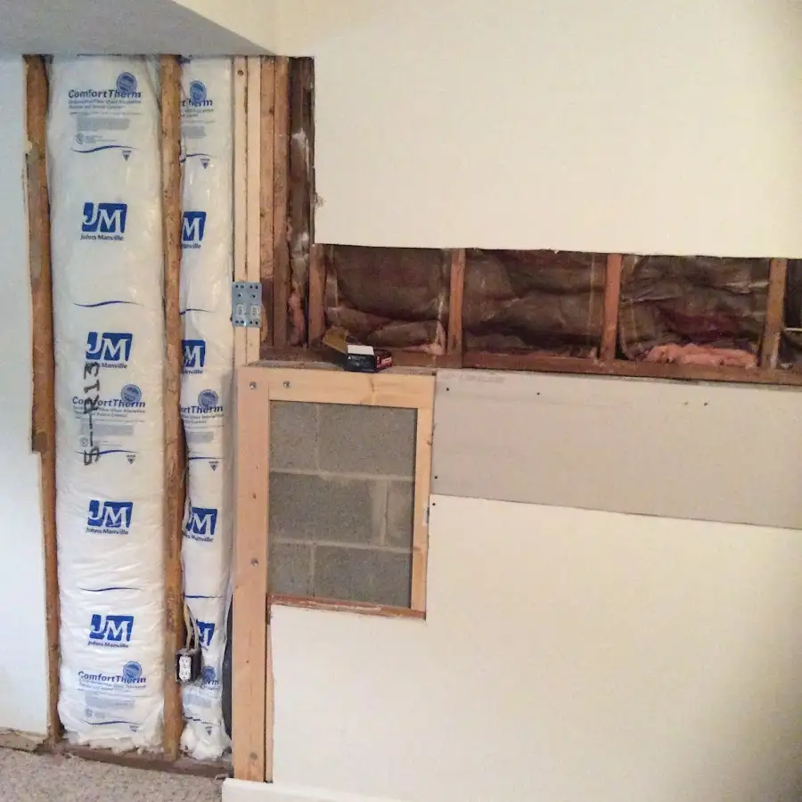 Wall insulation replacement during Basement Flood Cleanup in Bull Mountain